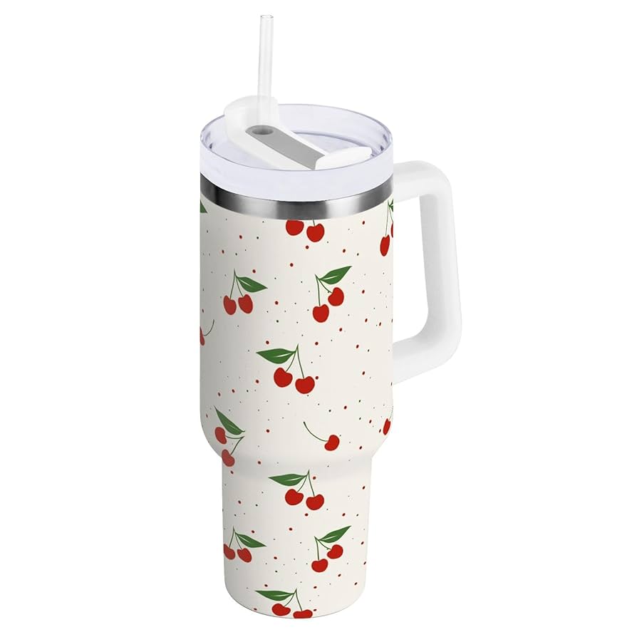 Amazon.com | KUEJOP Cherry Print Pattern Stainless Steel